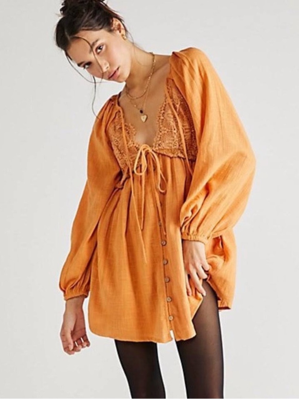 Free People Women’s Summer Struttin’ Mini Dress Size Medium Bronze Yellow